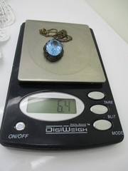 VINTAGE ANTIQUE 935 STERLING SILVER AQUAMARINE ORNATE PENDANT NECKLACE 18″ CHAIN