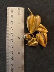 McClelland Barclay Bell Flower Brooch Vine Heart Leaf Sterling Silver Gold Wash