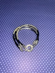 RLM Studio Robert Lee Morris Sterling 925 Silver black Leather 4 Strand Bracelet