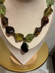 Adjustable Choker Princess Necklace Facet Green Amber Bead Lucite Acrylic Resin