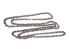 Vintage Long Silver Tone Round Link Heavy Made Chain Necklace 60″ Retro Costume