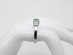$5K 1.50ct AAA+++ Princess Cut Natural Emerald VS G Diamond 14k White Gold Ring