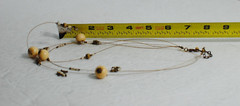 Vintage Floating Necklace 3 Strand Gold Tone Beaded Small Pearls Stones Charms