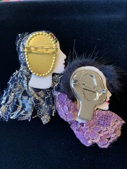 1940’s -1950’s Lucite Glamour Girl Diva Pins