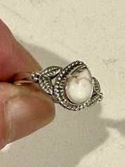 Sterling Silver 925 White Buffalo Gemstone Pear Ring Native American Size 6.75