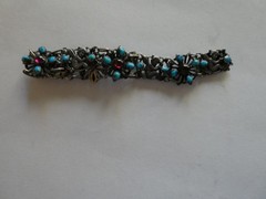 Antique-English Art Nouveau Bracelet with Garnets and Turquoise-Preowned