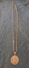 Miriam Haskell Gold Tone Double Sided Coin Pendant AND Dauplaise NECKLACE