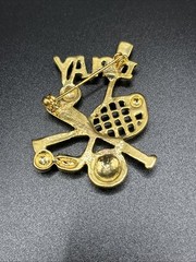 Gold-Tone Enamel Sports Brooch Pin ‘I Play’ Baseball, Tennis, Golf, Soccer Vtg.