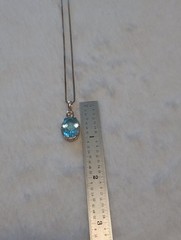 Vintage Ross-Simons 925 Sterling Silver 925 Oval Blue Topaz Pendant Necklace 18″