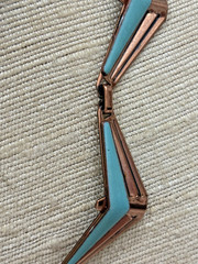Vtg Matisse Renoir Copper Turquoise Enamel Geometric Necklace Clip On Earrings