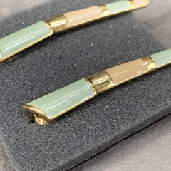Vintage Trifari Clip On Hinged Dangle Earrings Gold Tone Enamel Art Deco