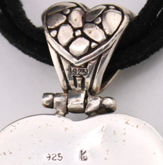 Sterling Silver Southwestern 1 5/8″💖Heart Pendant 16″ Black Leather Necklace