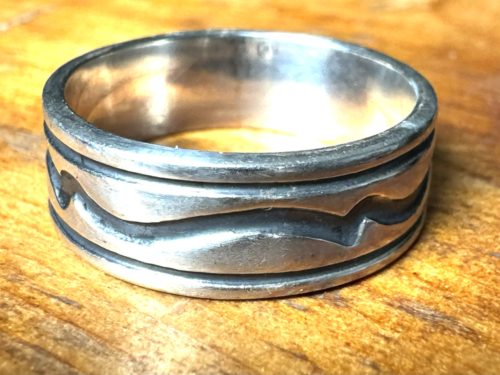 Vintage Men’s 925 Sterling Silver Spinner Ring Size 10 AS Hallmark Wave Band