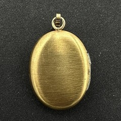 TULIP gold-plated locket – faux opal flower – 1.25″ oval pendant holds 2 photos