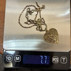Vintage 12k Gold Filled Pocket Watch Fancy Chain FOB, Swivel Dog Clip, Heart