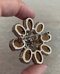 Vintage Rhinestone Flower Brooch Pin Pendant
