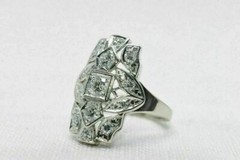 Vintage Ring Art Deco Ring Lab Created Diamond Wedding 14 White Gold Finish Ring