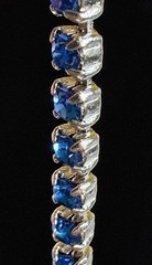 Vintage KARU Blue Rhinestone V Design Silver Tone Choker Necklace Signed 17”