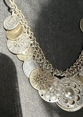 VTG Multi Disc Silver Gold Copper Tone Coin Shaped Charms Necklace 9”