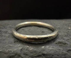 18K White Gold SZ 7 Vintage Wedding Band Midcentury Signed Estate 3g Engraved