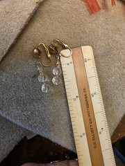 Minimalist Vintage Thick Gold Plated Clip-Ons Earrings Clear Rock Quartz 3/4″