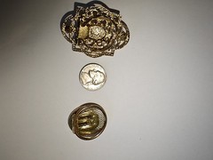 2 peice Lot Vintage Scarf Rings Dress Clip Stamped Germany