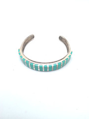 Vintage Sterling Silver Turquoise Southwest Style Channel Set Cuff Bracelet