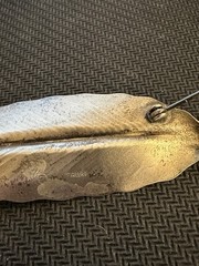 Vtg Stuart Nye Sterling Silver 925 Single Feather Brooch, 3.5in