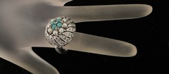 Panetta Vintage Faux Pearl. Turquoise And Rhinestone Ring