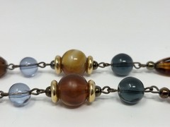 Liz Claiborne Multicolor Glass Lucite Beaded Necklace Autumn Colors 40 Inch VTG