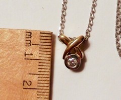 3mm Diamond X & O 14K Yellow White Gold Pendant 18.25″ 14K White Gold Necklace