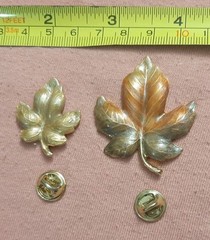 LOT of 2 Vintage Autumn Fall Maple Leaf Lapel Pin Marked KC Kenneth Cole?