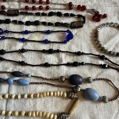 Vintage Jewelry Lot 5 Necklace 2 Bracelet Glass Plastic Stone Bone Metal NEW!