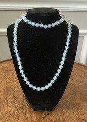 Opaline Opalescent Glass Beaded Vintage Necklace 32” Long