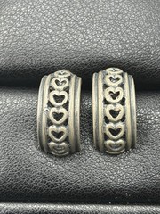 Vintage Sterling Silver Half Hoop Heart Earrings 6 Grams G22