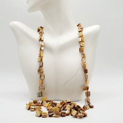 Warm Brown Beige Tone MOP Abalone Tri Tip Nugget NO CLASP Vintage Necklace 36 in