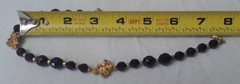 Share Vintage Black Bead with Gold Tones Nuggets Chocker Necklace 16 in