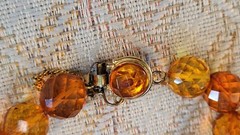 Faceted Amber Vintage Choker Necklace Fancy Clasp with UV Test See Pics