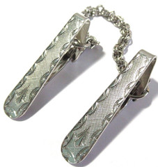 SWEATER GUARD SILVER TONE PLATED METAL TEXTURED
