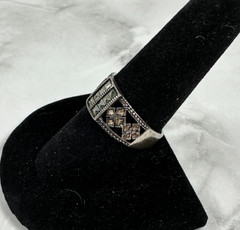 Sterling Silver Ring with Center Marcasite & Open Side Marcasite Design – Size 9