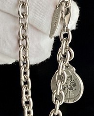 Old Forge Pewter Oval Link Bracelet Daffodil Faith Adjustable 8.5in w/ Charm 20g