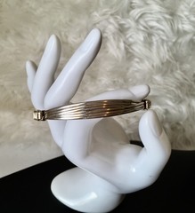 Sterling Silver Modernist Wire Bangle Adjustable Wrap Tension Bracelet 8.5”