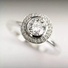 3.50Ct Art Deco Style Lab Created Diamond Halo Engagement 14K White Gold FN Ring