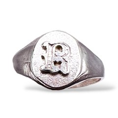 Initial Letter R Signet 925 Sterling Silver Child Baby Ring Size 3.5