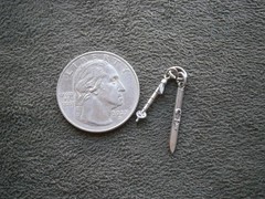 Single Snow Ski & Pole Vintage 925 Sterling Silver Bracelet Charm Pendant