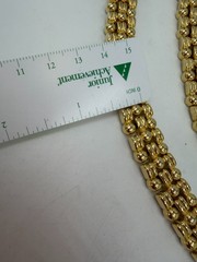 Vintage Necklace Buckle Chain Flat Heavy 16 inches With Bracelet Set Goldtone