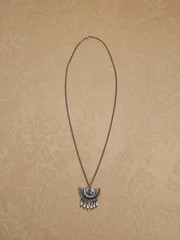 Vintage Silver Tone Boho Fringe Statement Pendant Necklace Tribal Ethnic Style