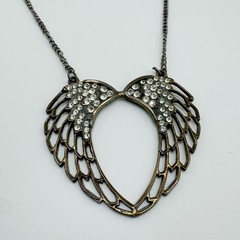 Vintage Angel Wing Rhinestone Necklace Y2K Glamorous Statement Avant Garde