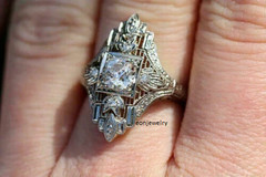 Art Deco Style 2Ct Lab Created Diamond Filigree Wedding 14K White Gold Over Ring