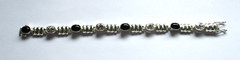 Vintage 950 Silver Black Onyx and White Cubic Zirconia ?? Bracelet 7 1/2″